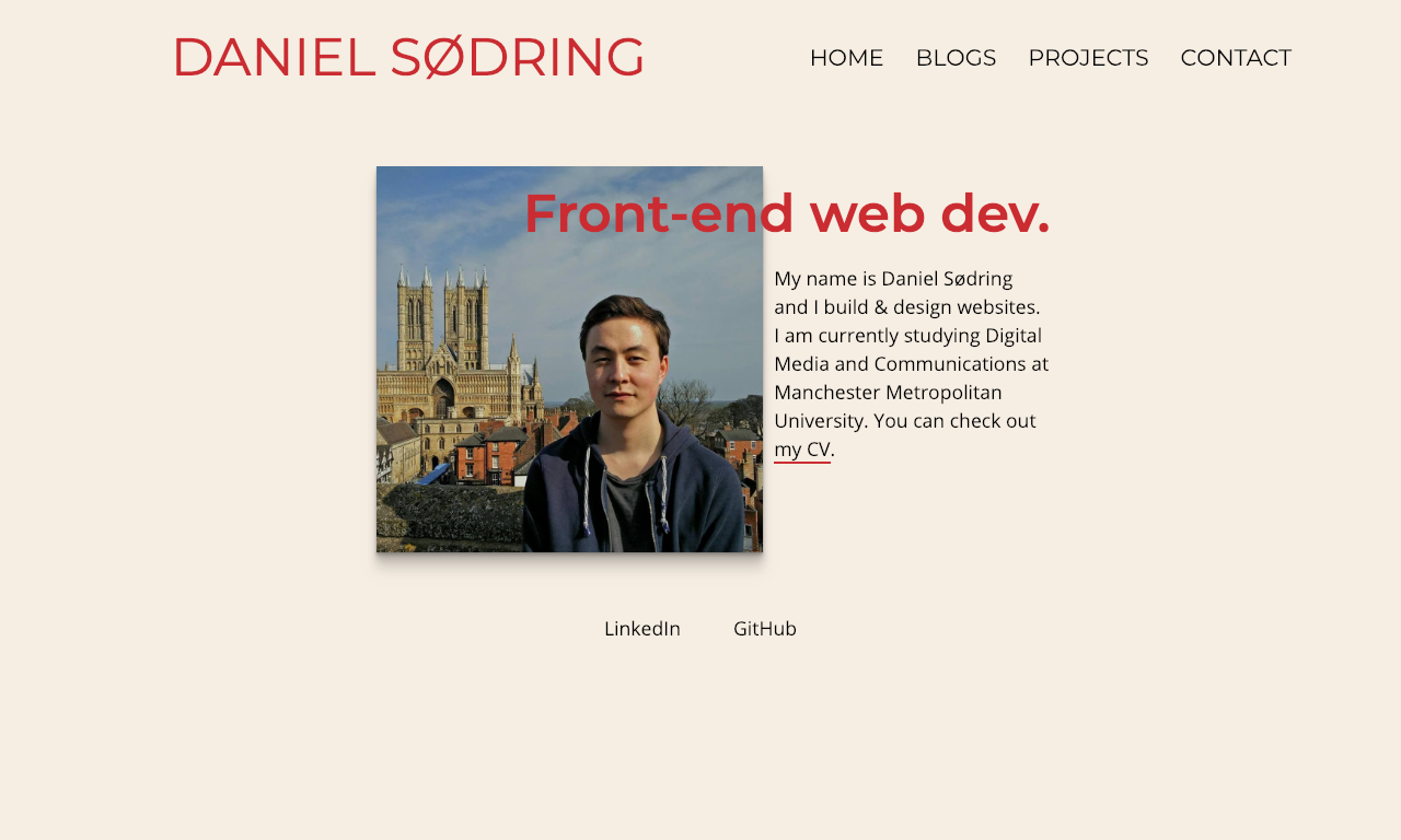 Portfolio website created by Daniel Sødring