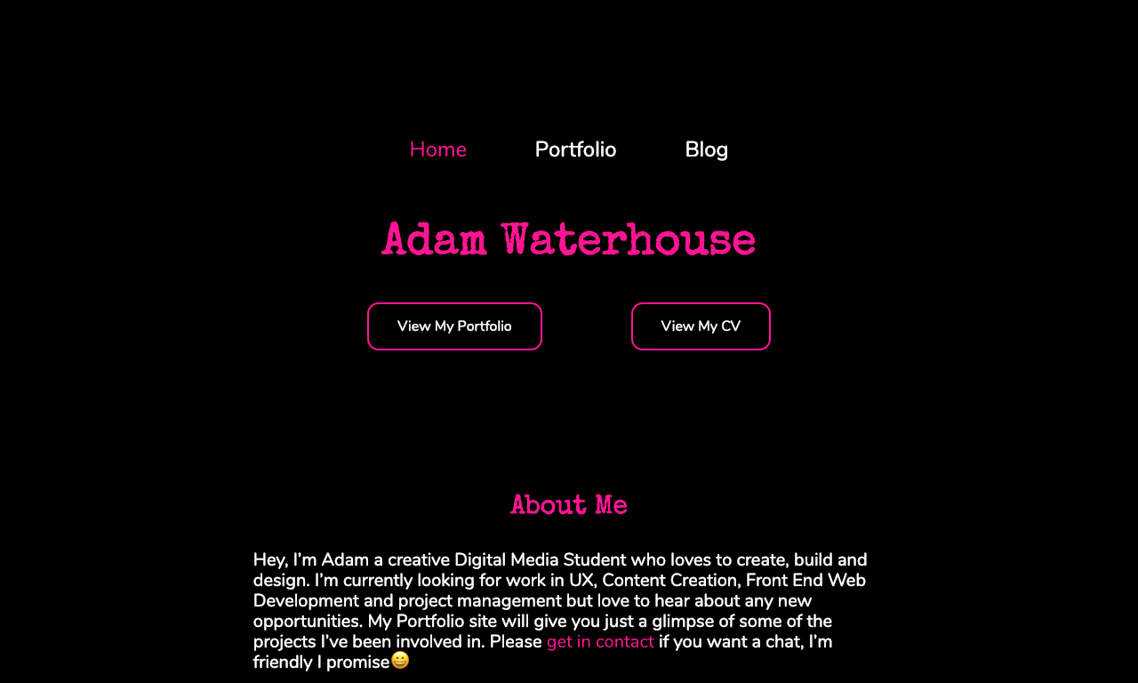 Portfolio website created by Adam Waterhouse