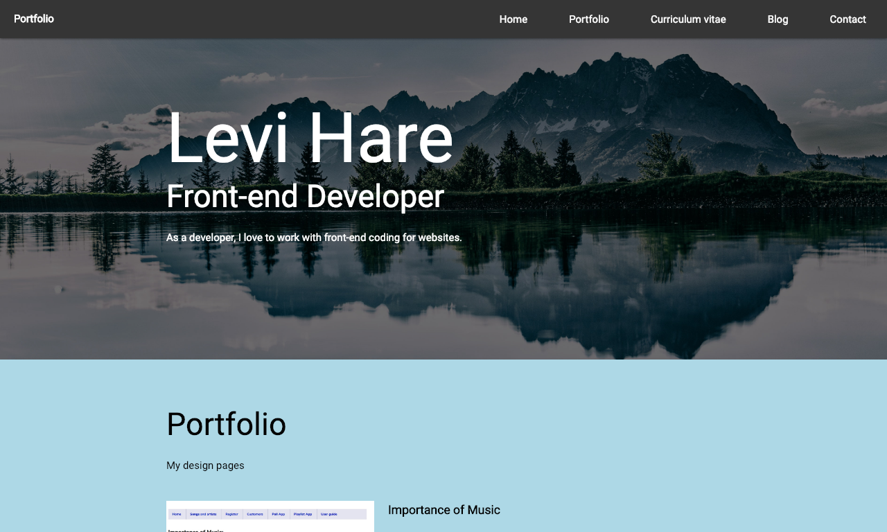 Portfolio website created by Levi Hare